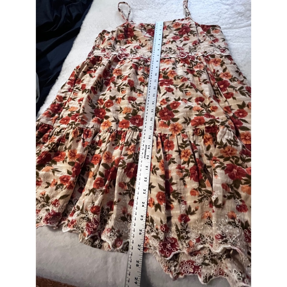 American Eagle Floral Babydoll Mini Dress Medium Lace Trim Boho Cottagecore M - Picture 7 of 10